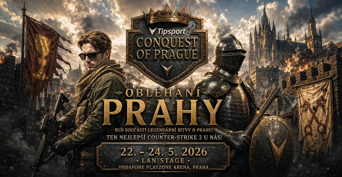 Esportový souboj o 750 000 Kč se blíží. Tipsport Conquest of Prague chce ovládnout trojnásobný mistr světa i 16letý supertalent