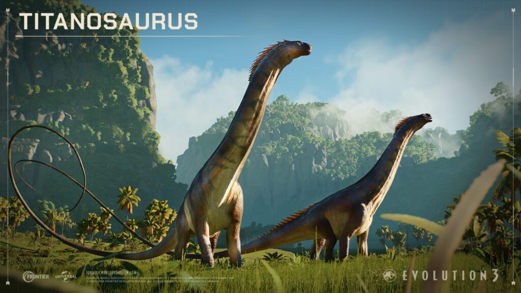 Do Jurassic World Evolution 3 míří masivní filmová expanze Rebirth 9 Titanosaurus ve hře Jurassic World Evolution 3: Rebirth Expansion