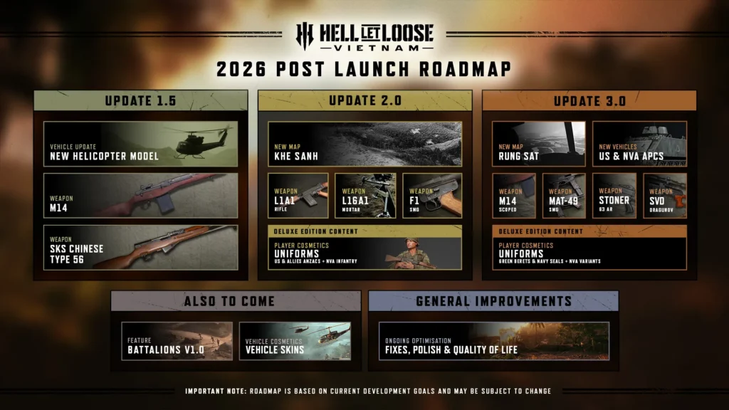 Hell Let Loose: Vietnam odhaluje plány pro zbytek roku 2026 8 Roadmapa pro Hell Let Loose: Vietnam