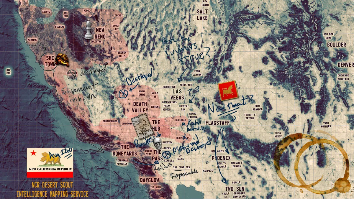 Obří mapa ve hře Fallout: New California